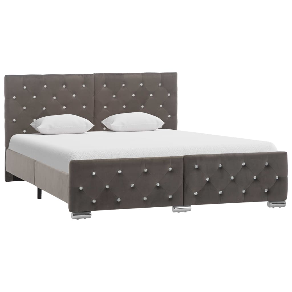 Cadre de lit sans matelas gris velours 140x200 cm - XIOS