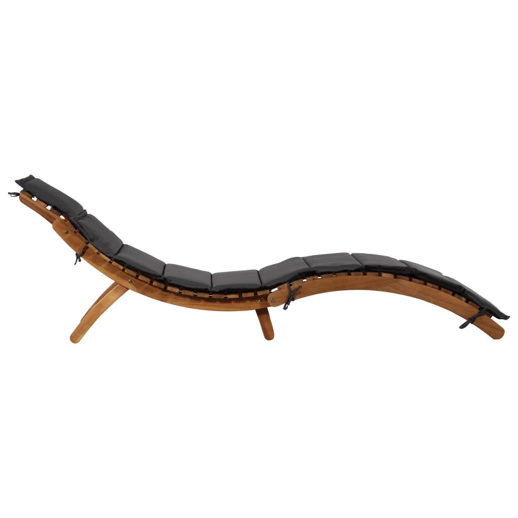 Chaise longue avec coussin Bois d'acacia solide Gris foncé Bains de soleil vidaXL