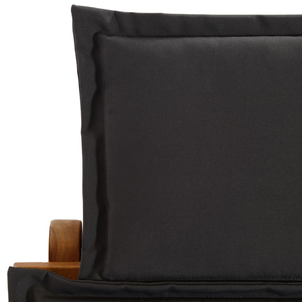 Chaise longue avec coussin Bois d'acacia solide Gris foncé Bains de soleil vidaXL