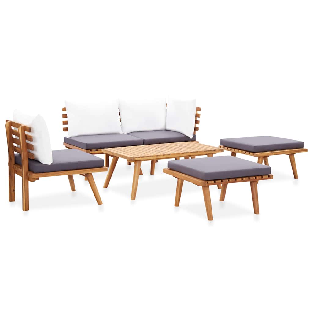 Salon de jardin 6 pcs bois d'acacia solide