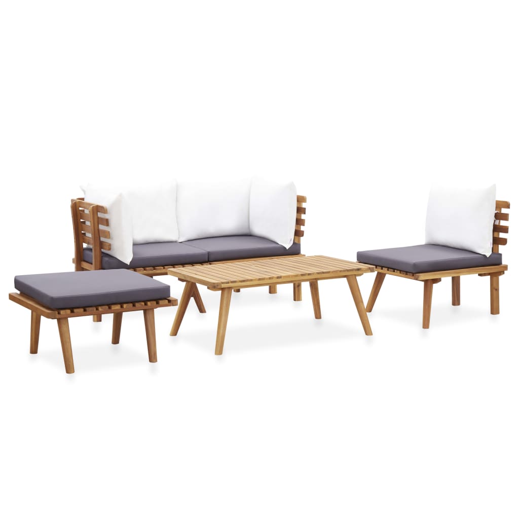 Salon de jardin 5 pcs bois d'acacia solide - XIOS