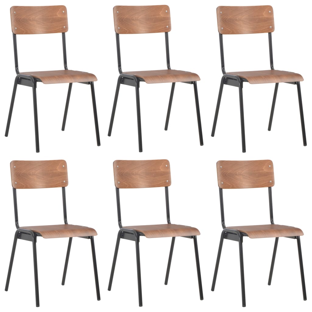 Chaises à manger lot de 6 marron Contreplaqué