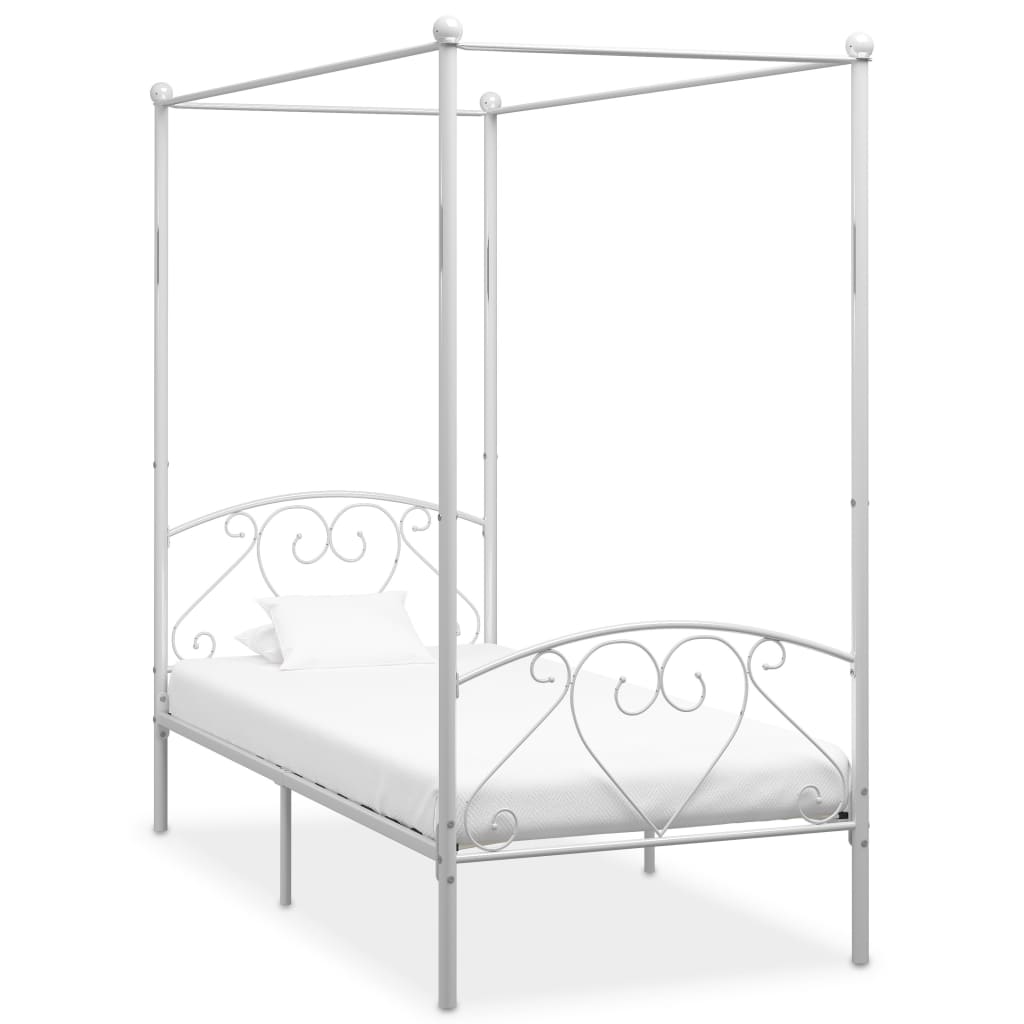 Cadre de lit à baldaquin sans matelas blanc métal 90x200 cm - XIOS