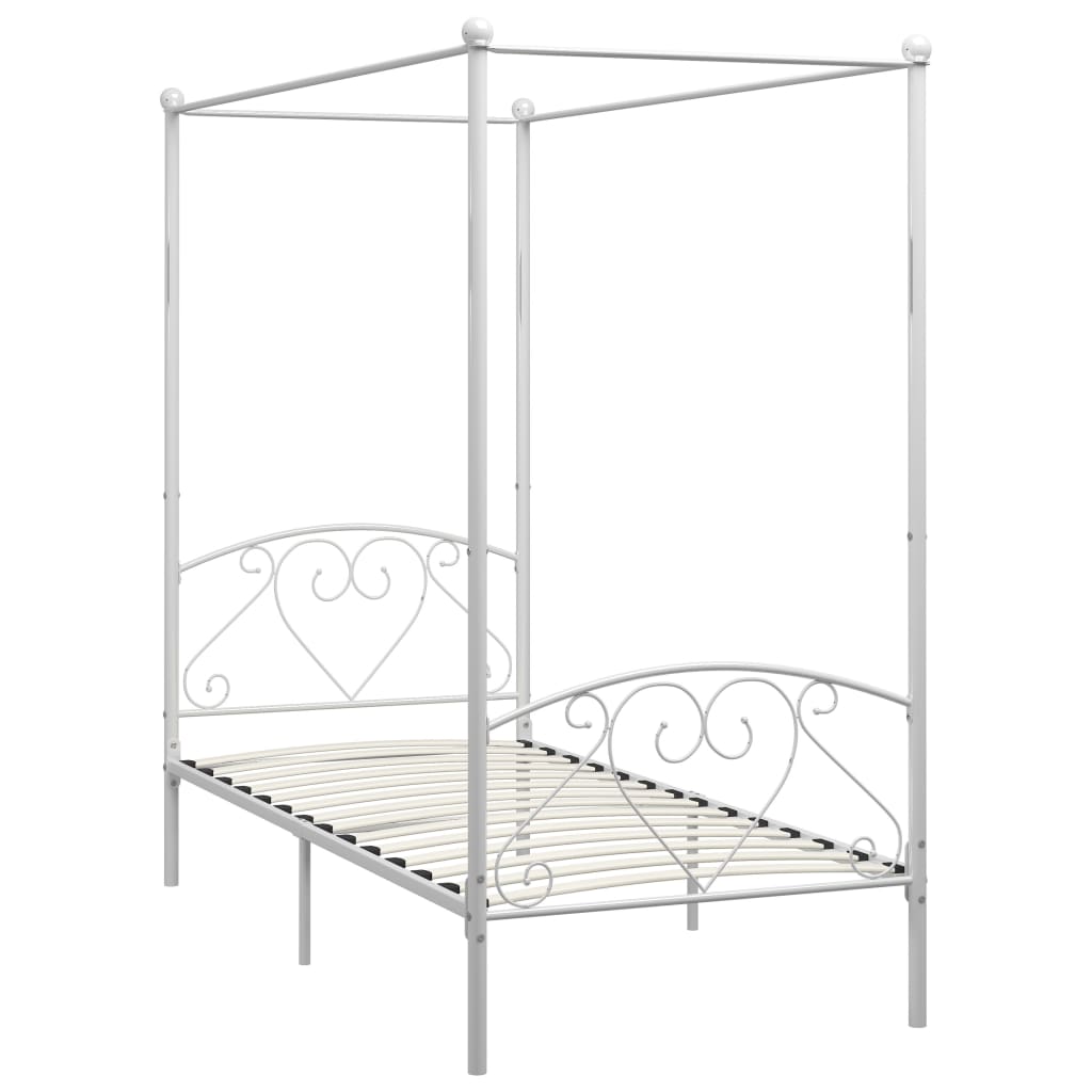 Cadre de lit à baldaquin sans matelas blanc métal 90x200 cm - XIOS