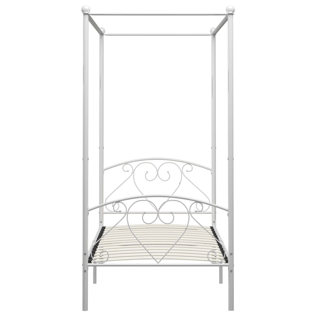 Cadre de lit à baldaquin sans matelas blanc métal 90x200 cm - XIOS