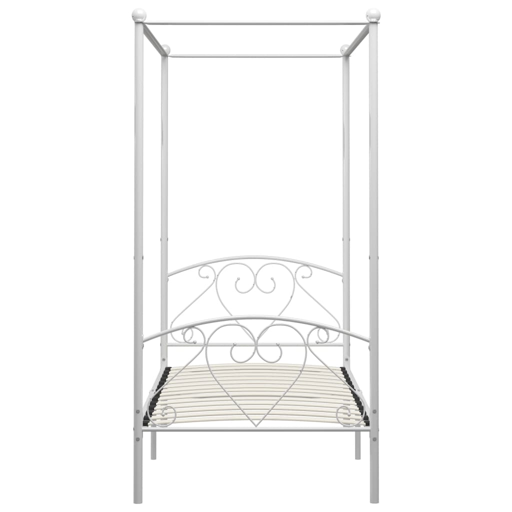Cadre de lit à baldaquin sans matelas blanc métal 100x200 cm - XIOS
