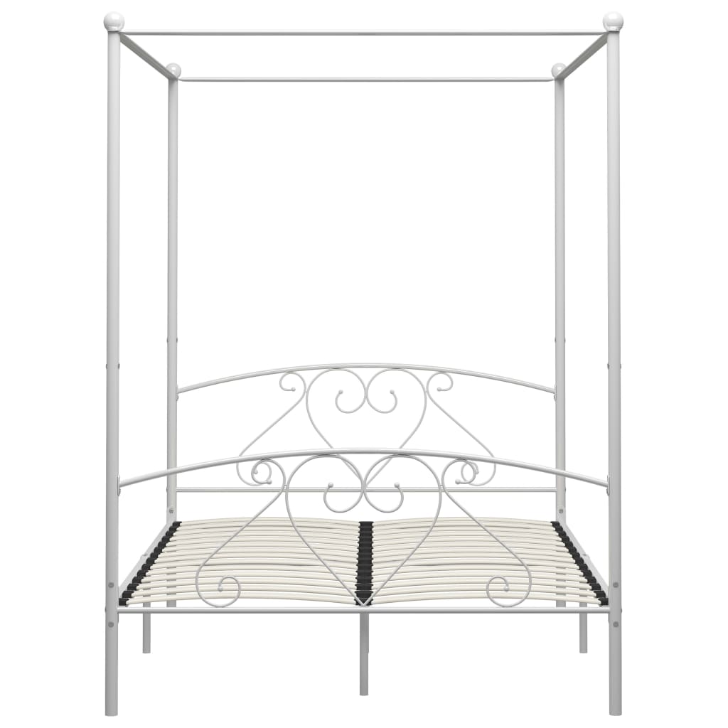 Cadre de lit sans matelas avec baldaquin blanc 140x200 cm métal - XIOS
