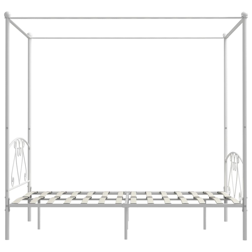 Cadre de lit sans matelas avec baldaquin blanc 140x200 cm métal - XIOS