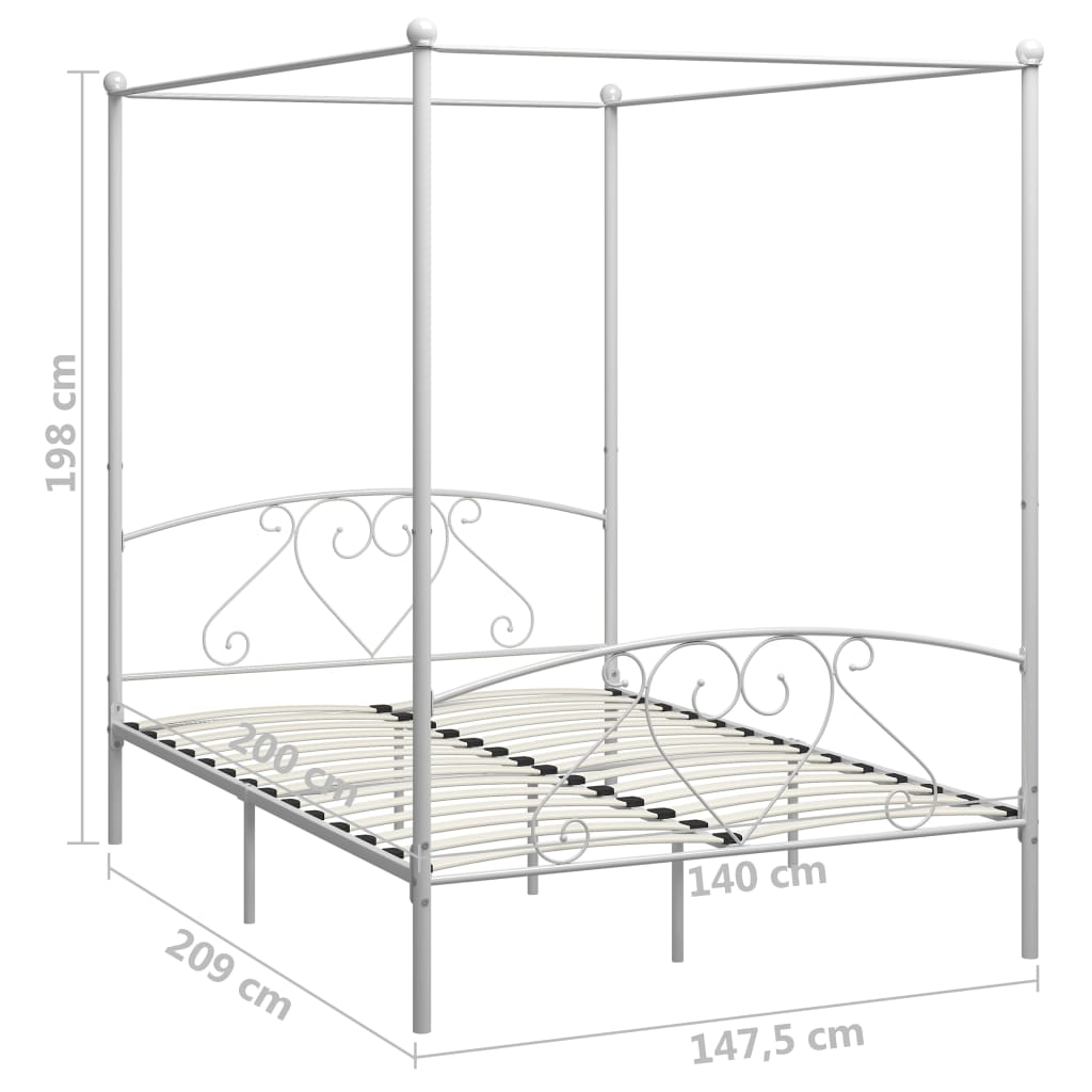 Cadre de lit sans matelas avec baldaquin blanc 140x200 cm métal - XIOS