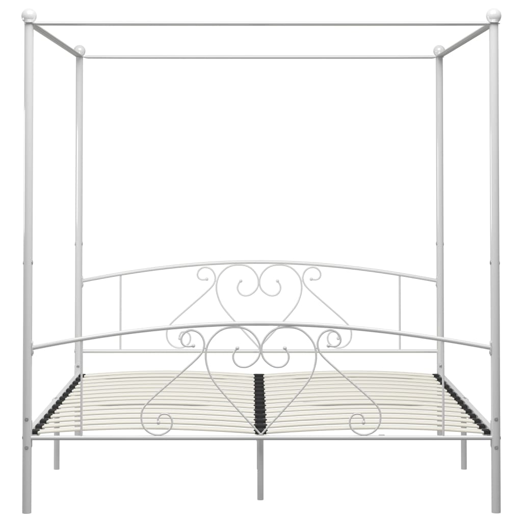 Cadre de lit sans matelas avec baldaquin blanc 180x200 cm métal - XIOS