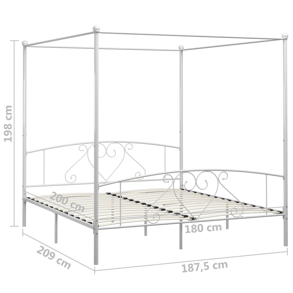 Cadre de lit sans matelas avec baldaquin blanc 180x200 cm métal - XIOS