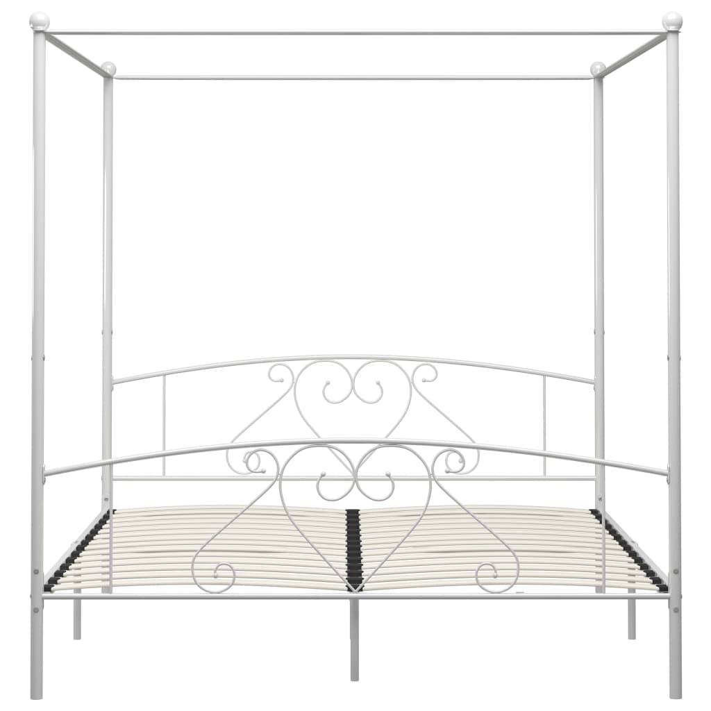 Cadre de lit à baldaquin sans matelas blanc métal 200x200 cm - XIOS