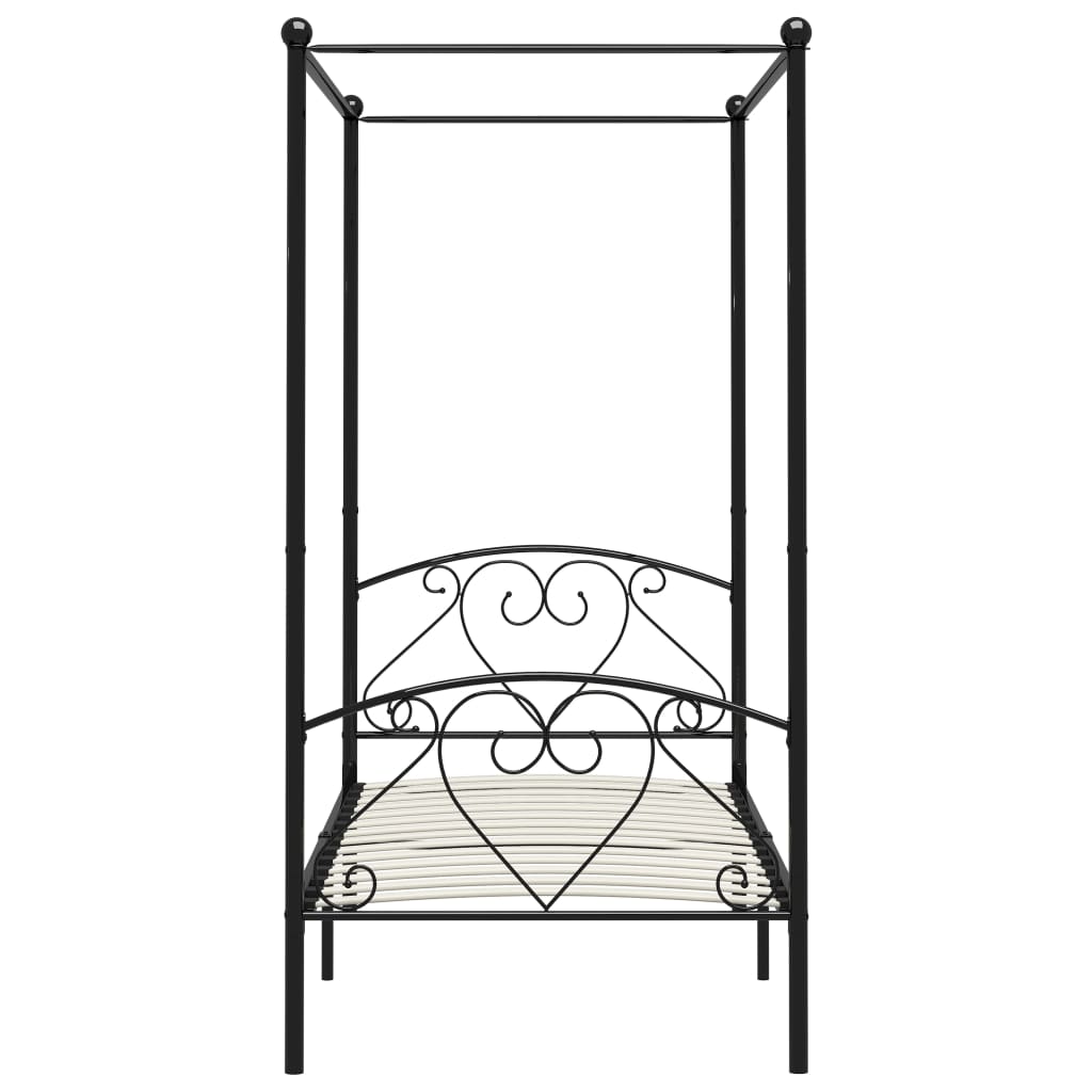 Cadre de lit à baldaquin sans matelas noir métal 90x200 cm - XIOS