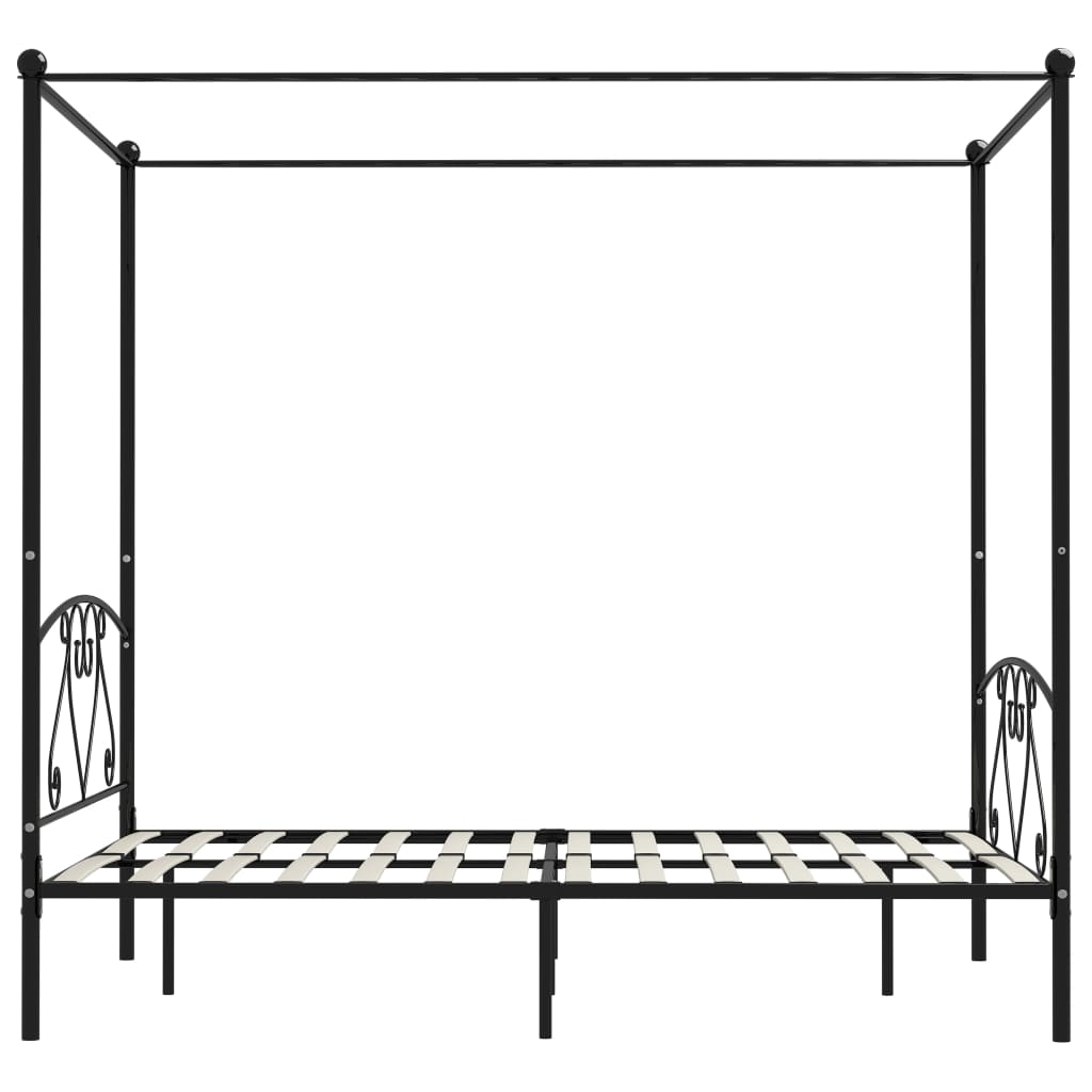 Cadre de lit sans matelas avec baldaquin noir 140x200 cm métal - XIOS