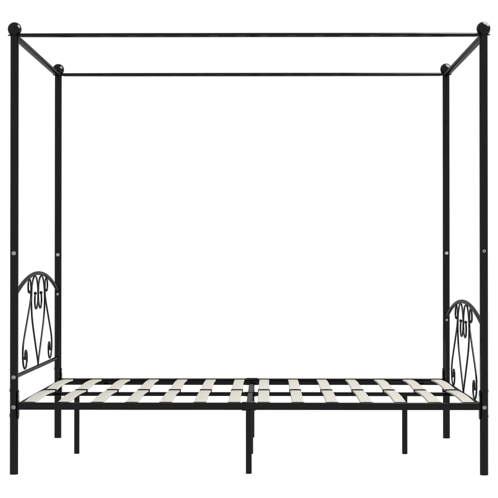 Cadre de lit sans matelas avec baldaquin noir 160x200 cm métal - XIOS
