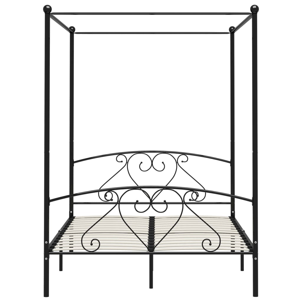 Cadre de lit sans matelas avec baldaquin noir 160x200 cm métal - XIOS