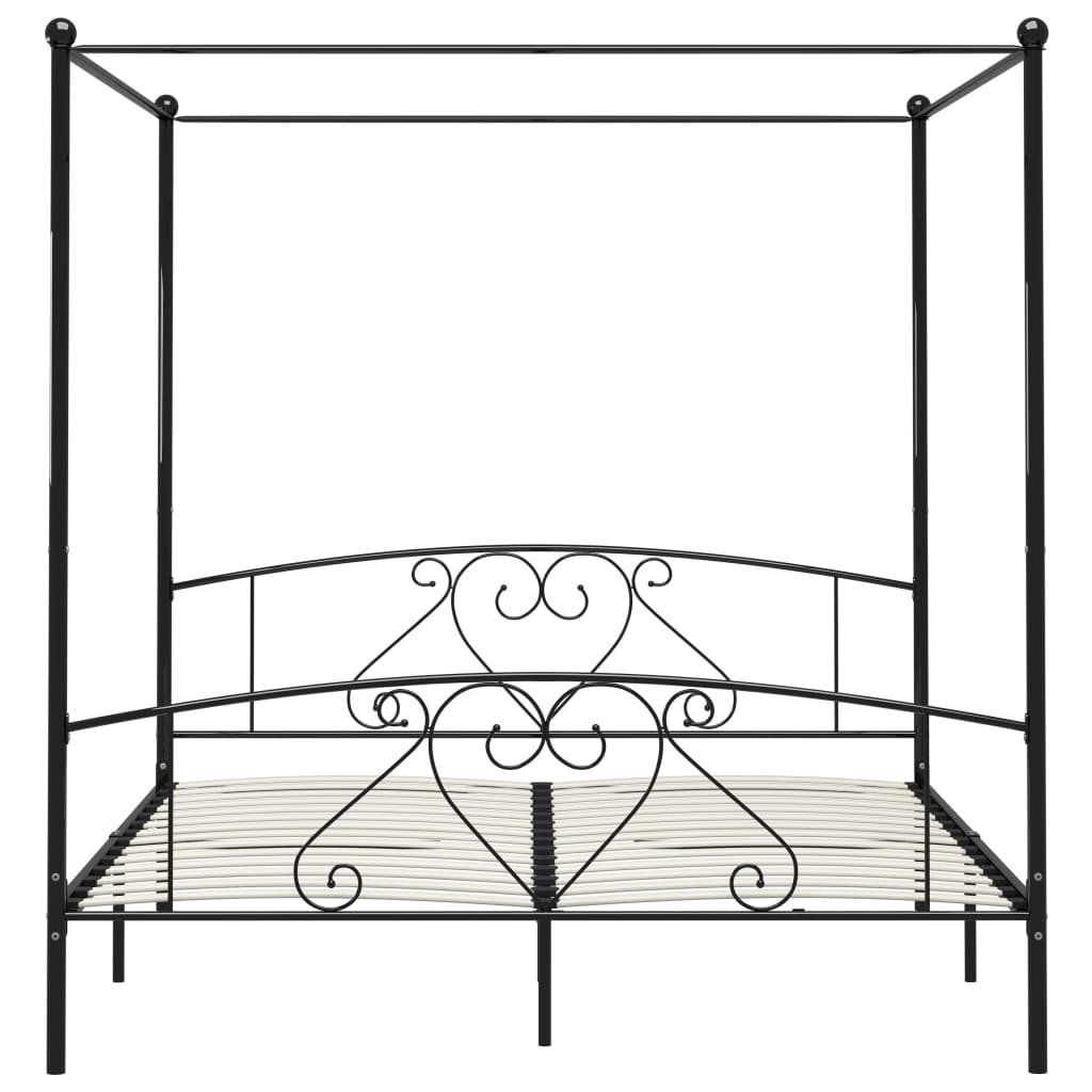 Cadre de lit sans matelas avec baldaquin noir 180x200 cm métal - XIOS