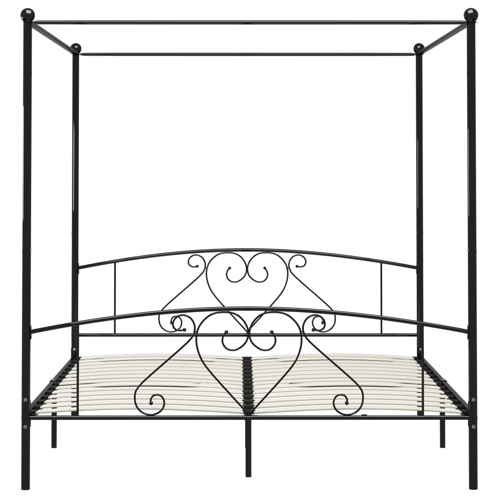 Cadre de lit sans matelas avec baldaquin noir 200x200 cm métal - XIOS
