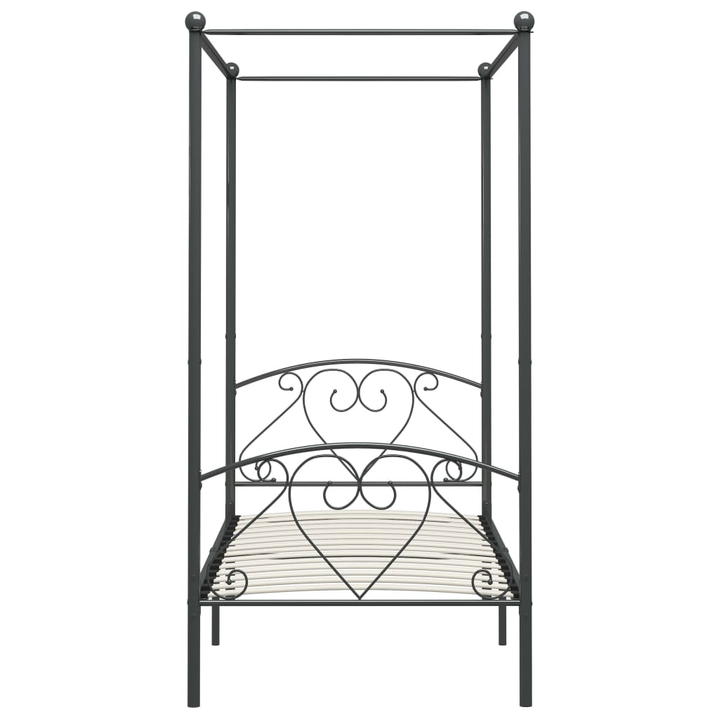 Cadre de lit à baldaquin sans matelas gris métal 100x200 cm - XIOS
