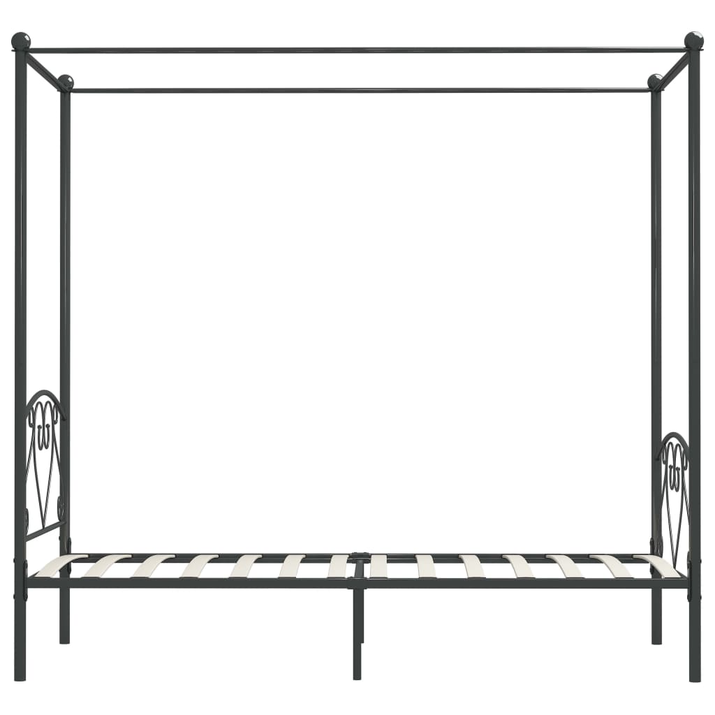 Cadre de lit à baldaquin sans matelas gris métal 100x200 cm - XIOS