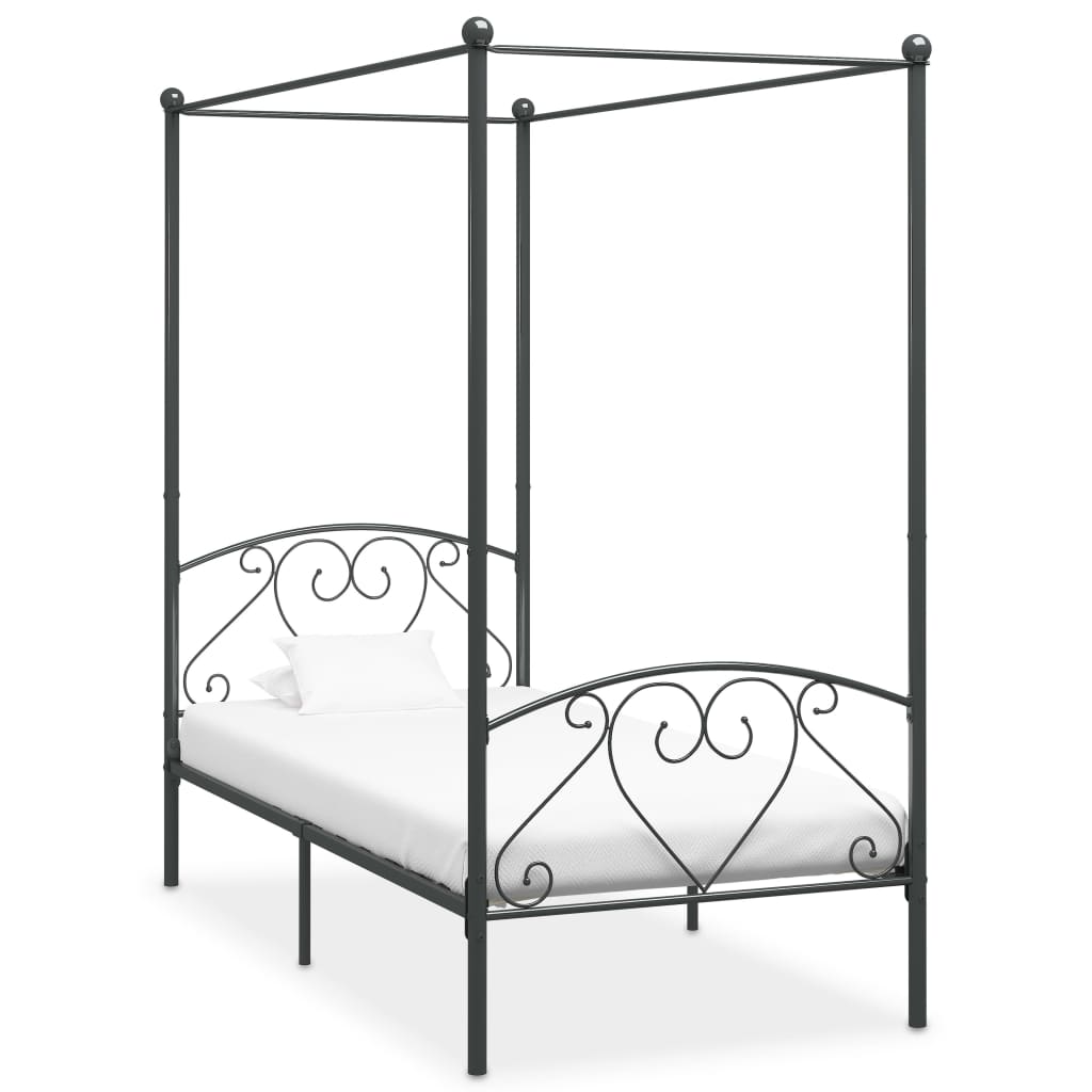 Cadre de lit à baldaquin sans matelas gris métal 120x200 cm - XIOS