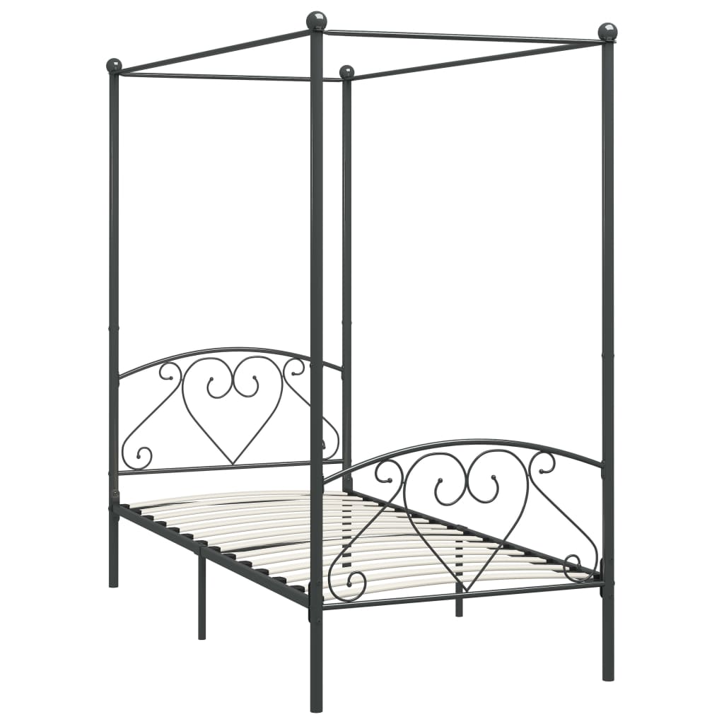 Cadre de lit à baldaquin sans matelas gris métal 120x200 cm - XIOS