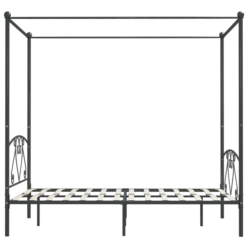 Cadre de lit à baldaquin sans matelas gris métal 140x200 cm - XIOS