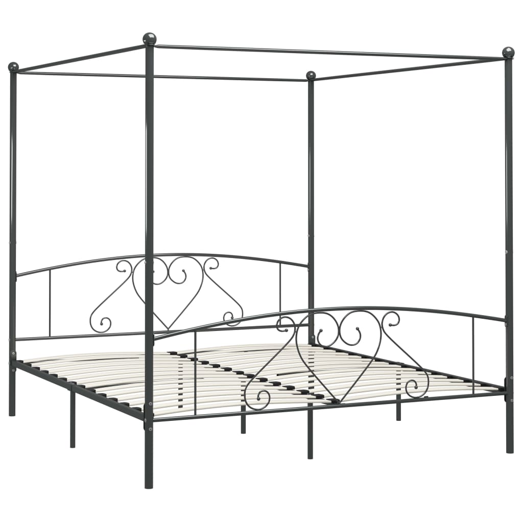 Cadre de lit à baldaquin sans matelas gris métal 180x200 cm - XIOS