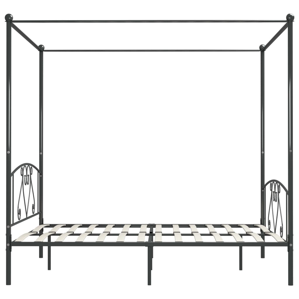 Cadre de lit à baldaquin sans matelas gris métal 180x200 cm - XIOS