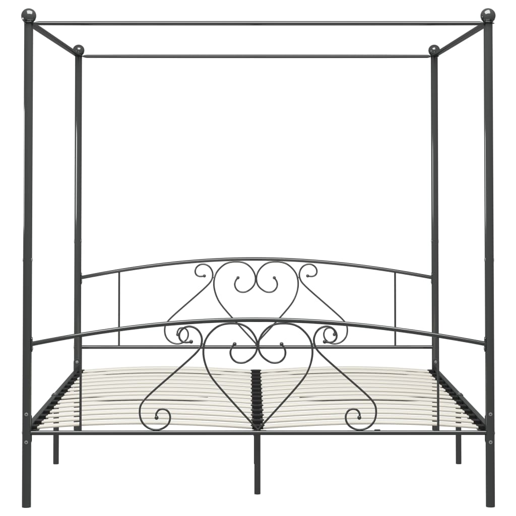 Cadre de lit à baldaquin sans matelas gris métal 200x200 cm - XIOS