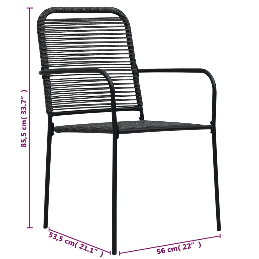 Ensemble à manger d'extérieur 5pcs Corde en coton et acier Noir Salons de jardin vidaXL