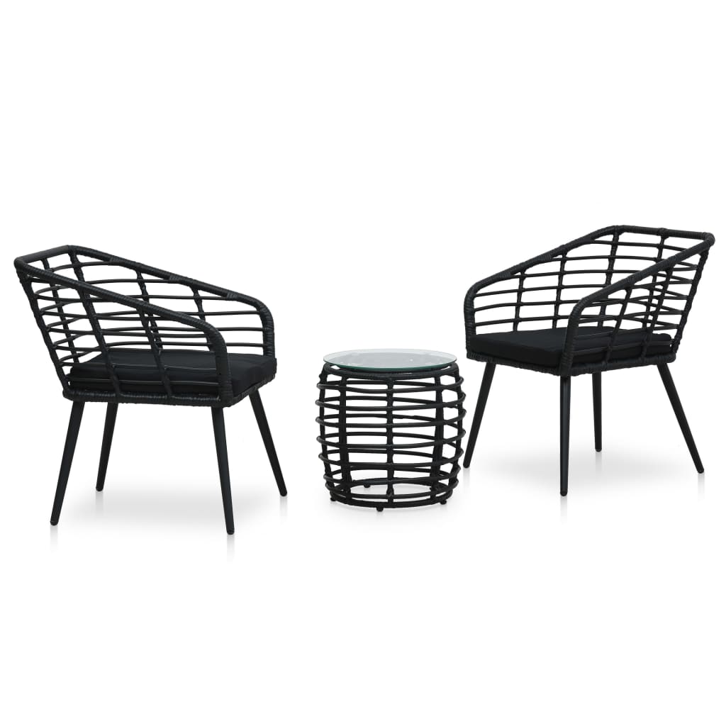 Ensemble de bistro 3 pcs Résine tressée Noir - XIOS