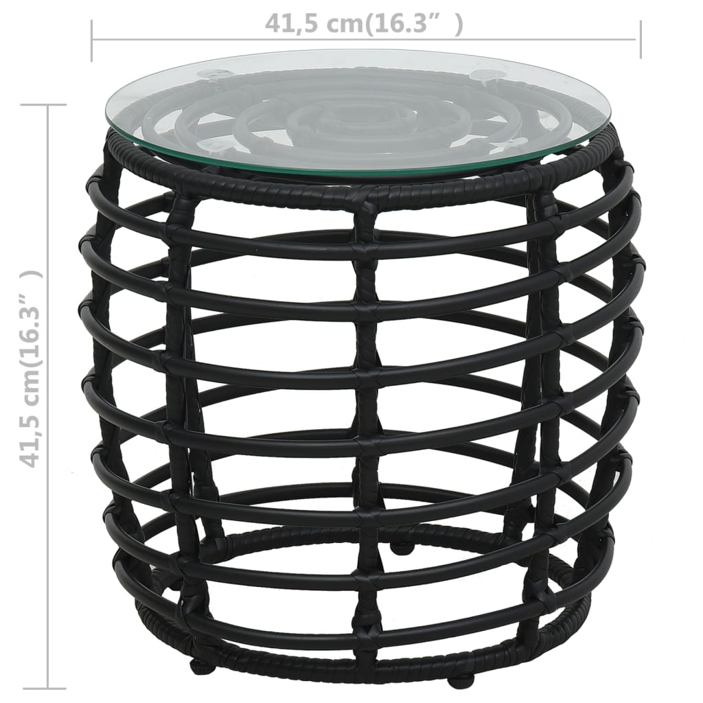 Ensemble de bistro 3 pcs Résine tressée Noir - XIOS