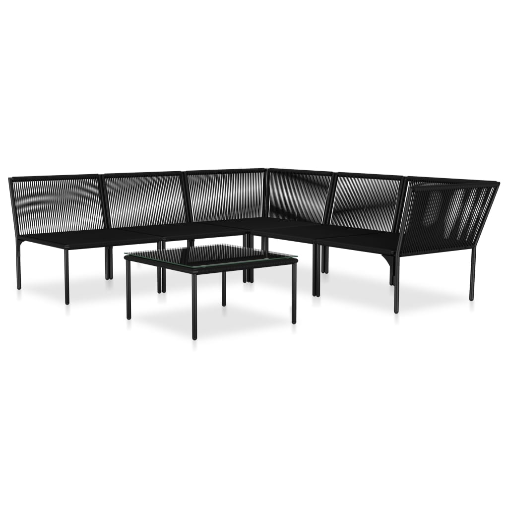 Salon de jardin 6 pcs avec coussins Noir PVC - XIOS