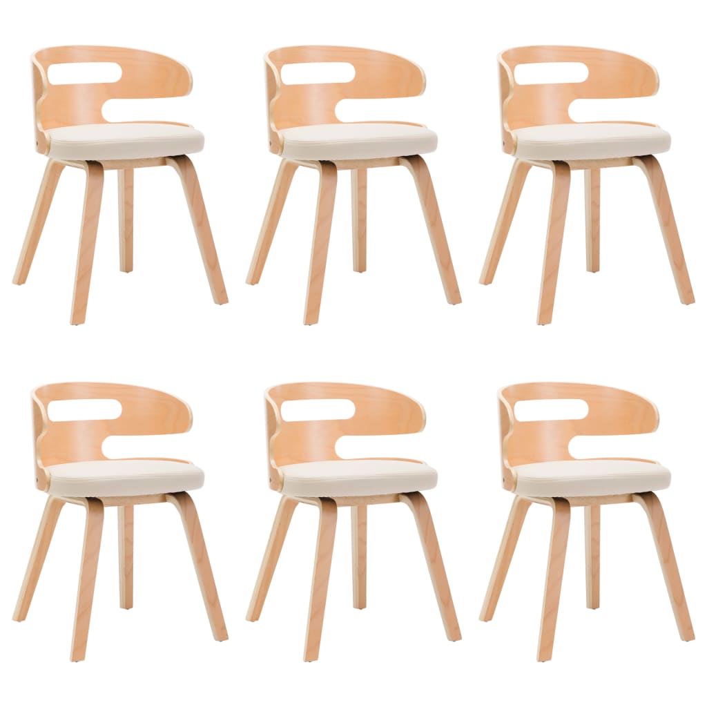 Chaises à manger lot de 6 crème bois courbé et similicuir - XIOS