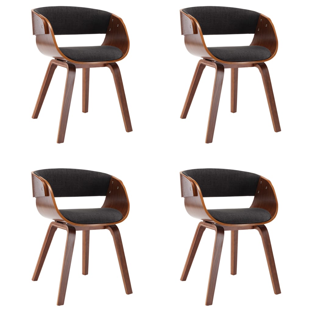 Chaises à manger lot de 4 gris bois courbé et tissu - XIOS