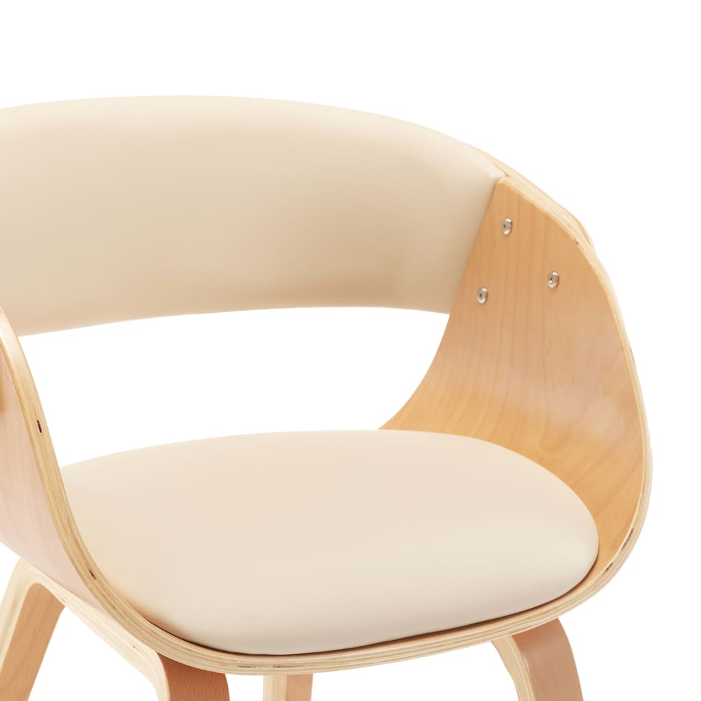 Chaises à manger lot de 6 crème bois courbé et similicuir - XIOS