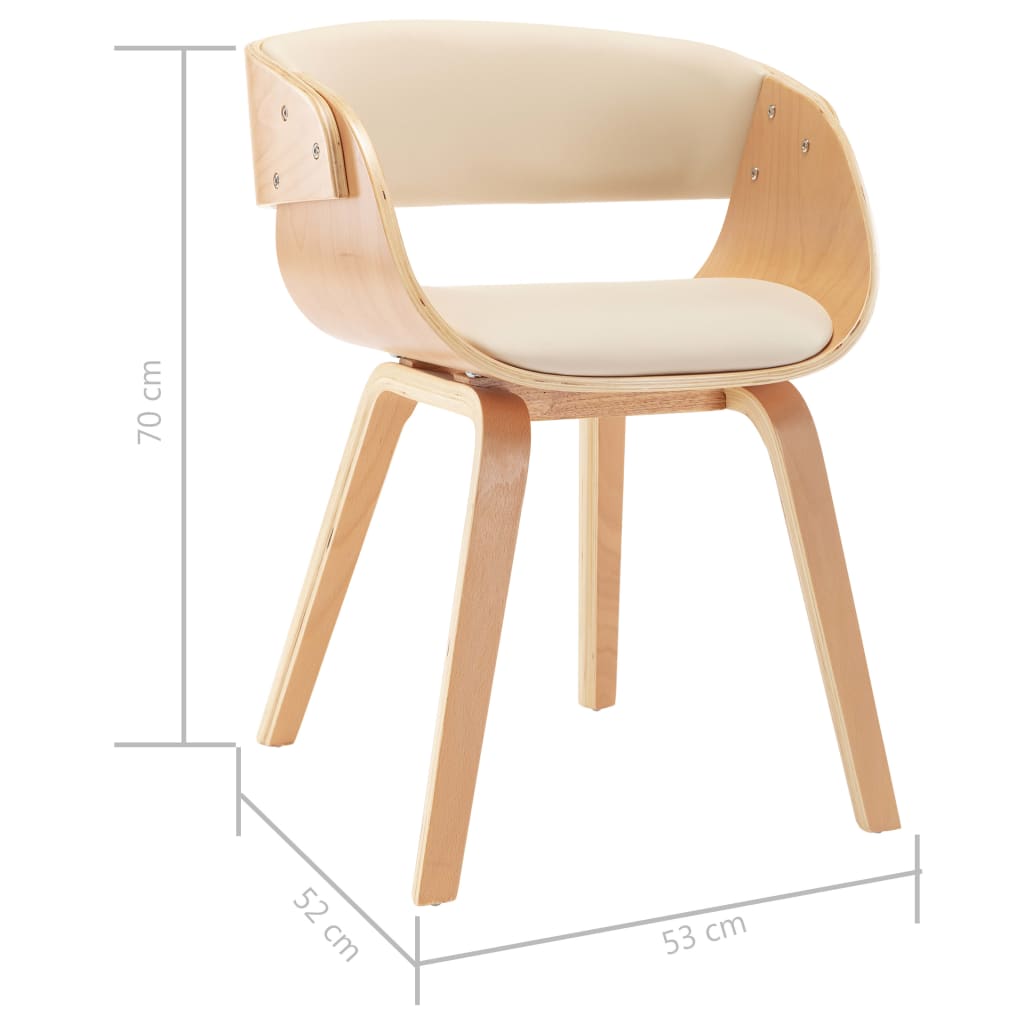 Chaises à manger lot de 6 crème bois courbé et similicuir - XIOS