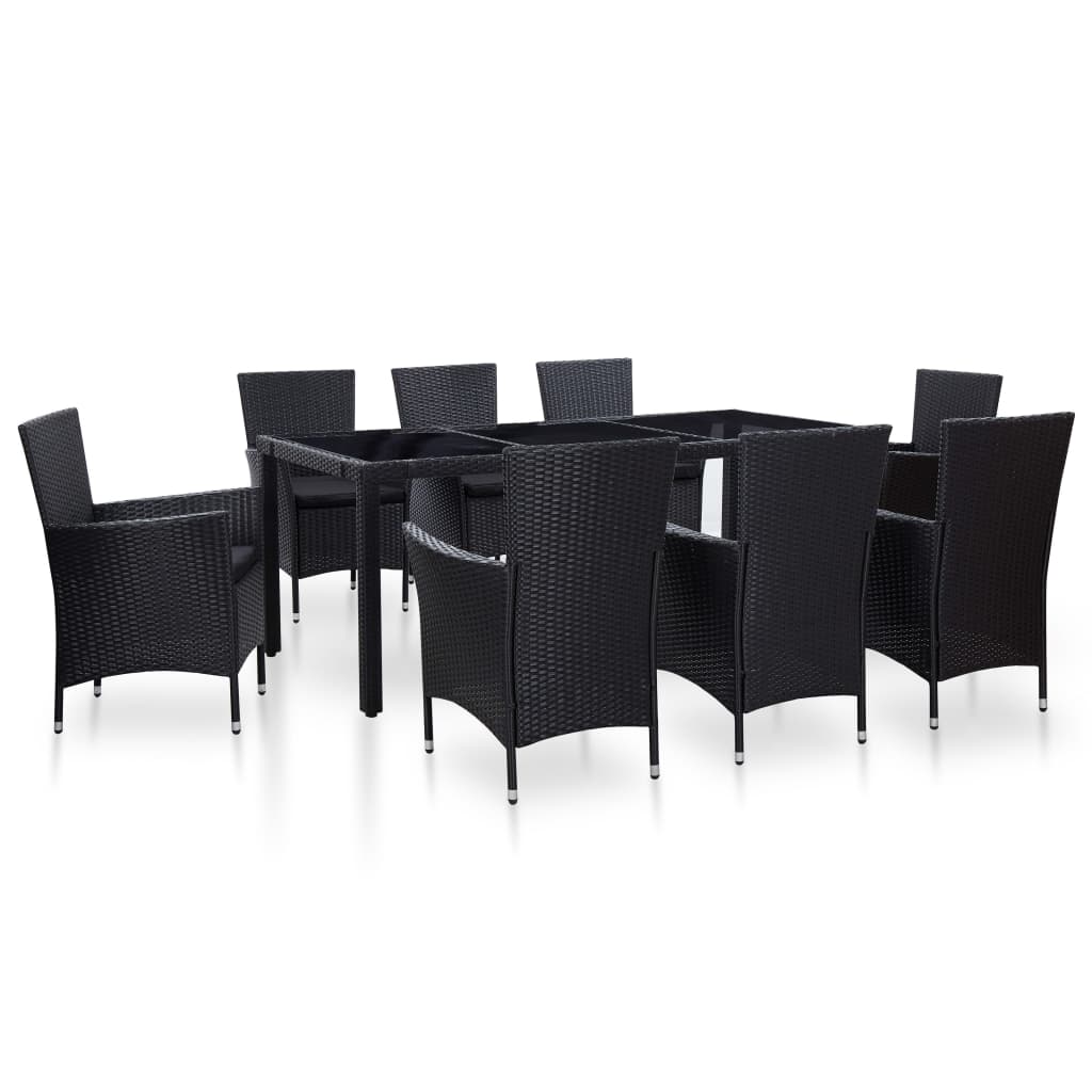 Ensemble à dîner d'extérieur 9 pcs Résine tressée Noir - XIOS