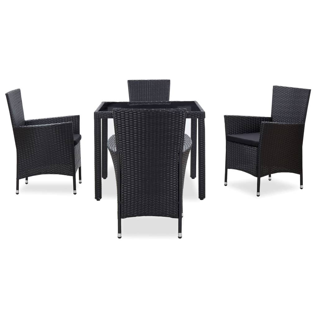 Ensemble à manger d'extérieur 5 pcs Résine tressée Noir - XIOS