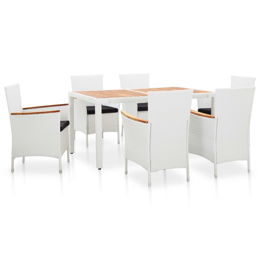 Salon de jardin 7 pcs résine tressée blanc Salons de jardin vidaXL