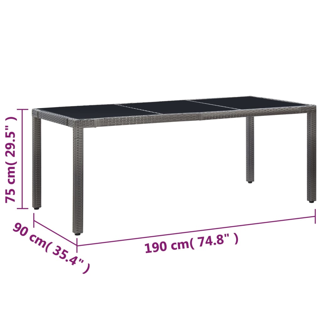 Ensemble à manger d'extérieur 9 pcs Résine tressée Gris - XIOS