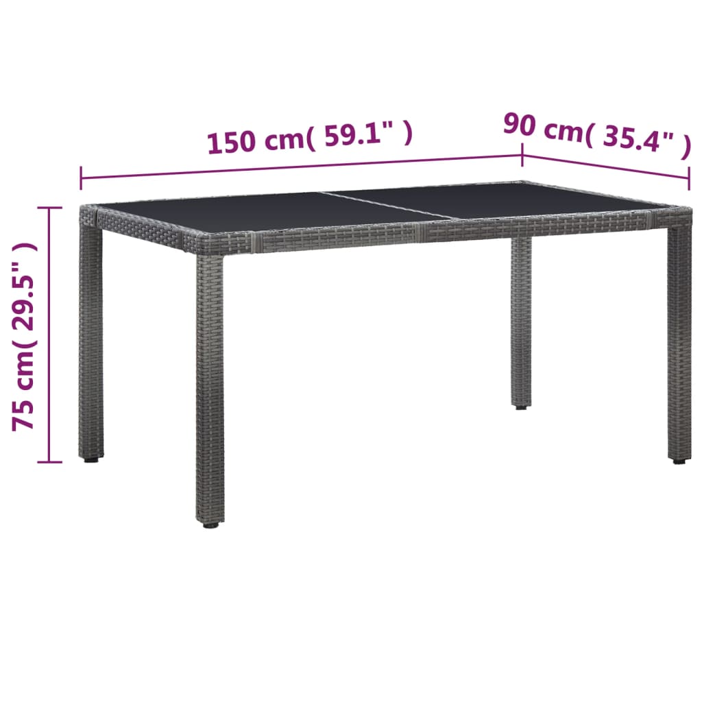 Ensemble à manger d'extérieur 7 pcs Résine tressée Gris - XIOS