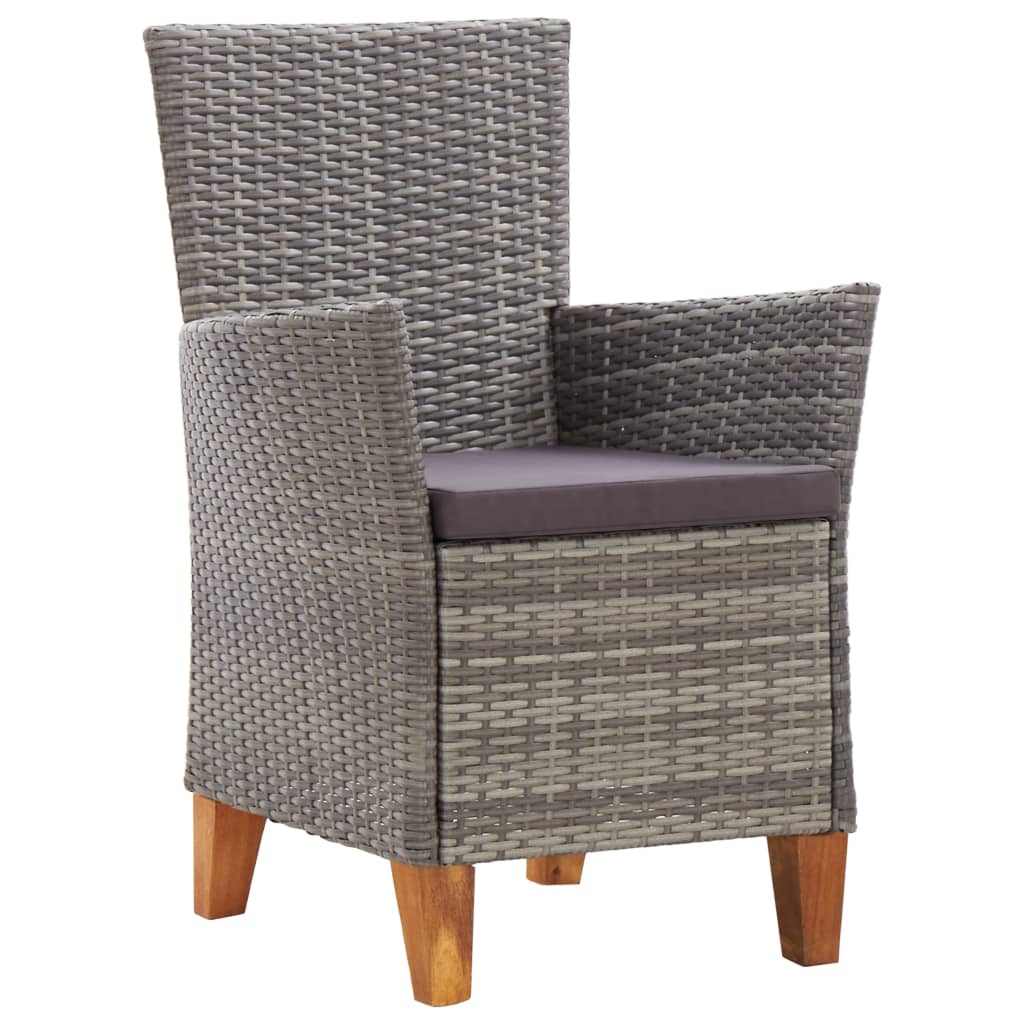 Mobilier à dîner 5 pcs résine tressée et bois d'acacia gris Salons de jardin vidaXL