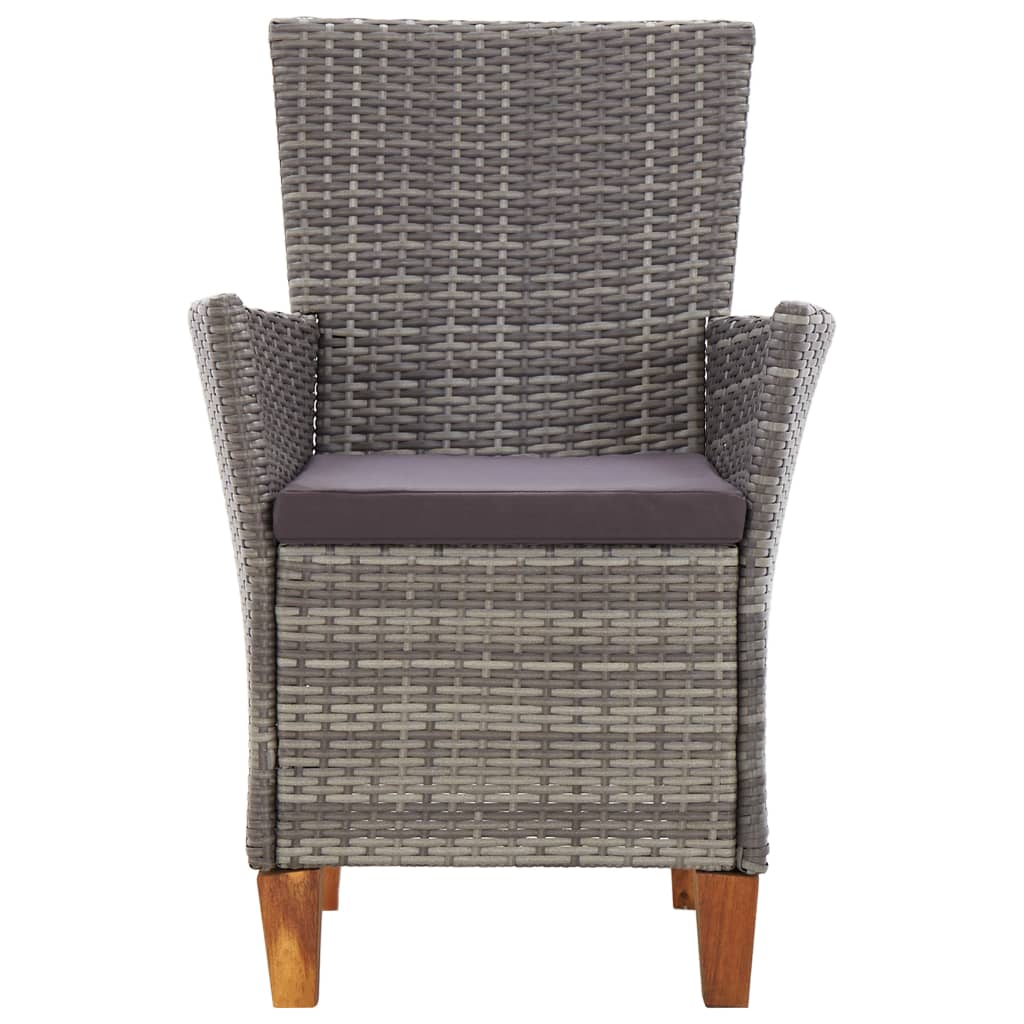 Mobilier à dîner 5 pcs résine tressée et bois d'acacia gris Salons de jardin vidaXL