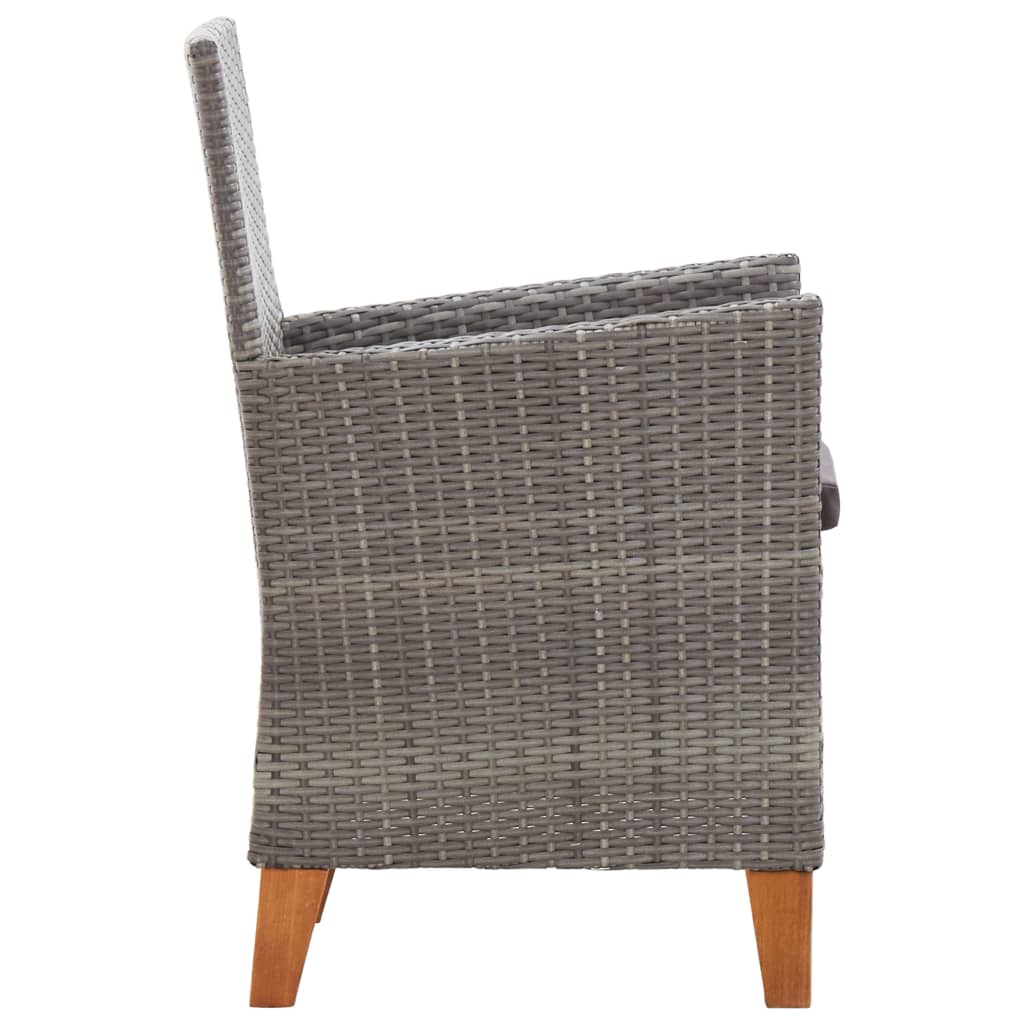 Mobilier à dîner 5 pcs résine tressée et bois d'acacia gris Salons de jardin vidaXL