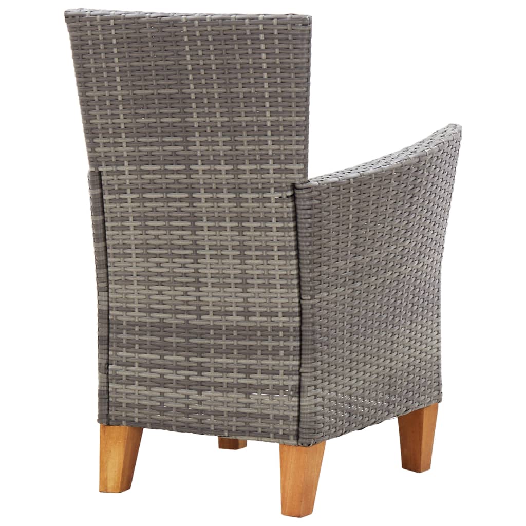 Mobilier à dîner 5 pcs résine tressée et bois d'acacia gris Salons de jardin vidaXL