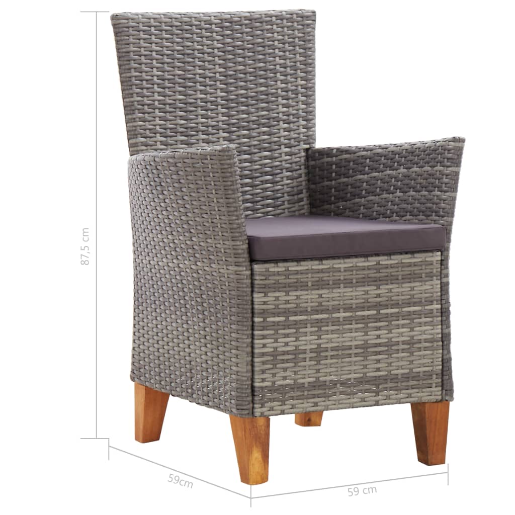 Mobilier à dîner 7 pcs résine tressée et bois d'acacia gris - XIOS