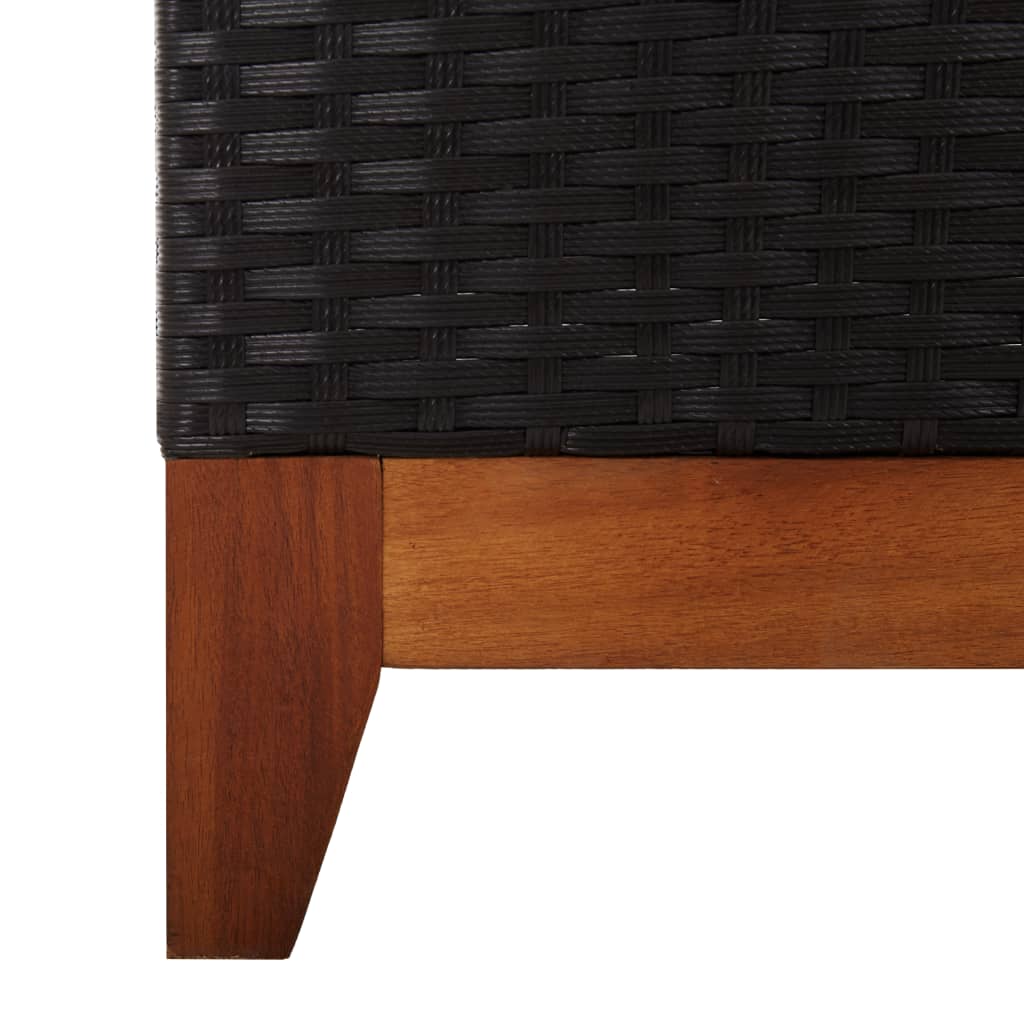 Chaise longue Résine tressée et bois d'acacia massif Noir Bains de soleil vidaXL