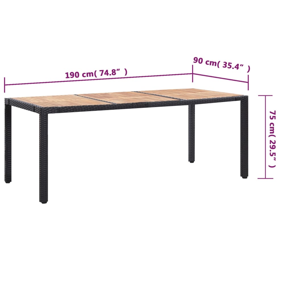 Ensemble à manger d'extérieur 9pcs coussins résine tressée noir - XIOS